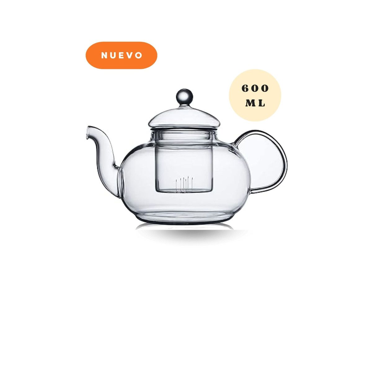 GENERICO - Tetera de Borosilicato 600 ml con Filtro