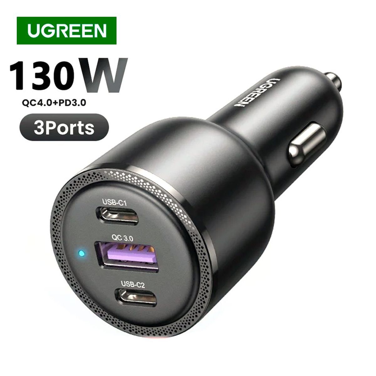 UGREEN - Cargador de auto 130w Ugreen Carga rápida Usb Tipo C Pd3.0 Iphone 15