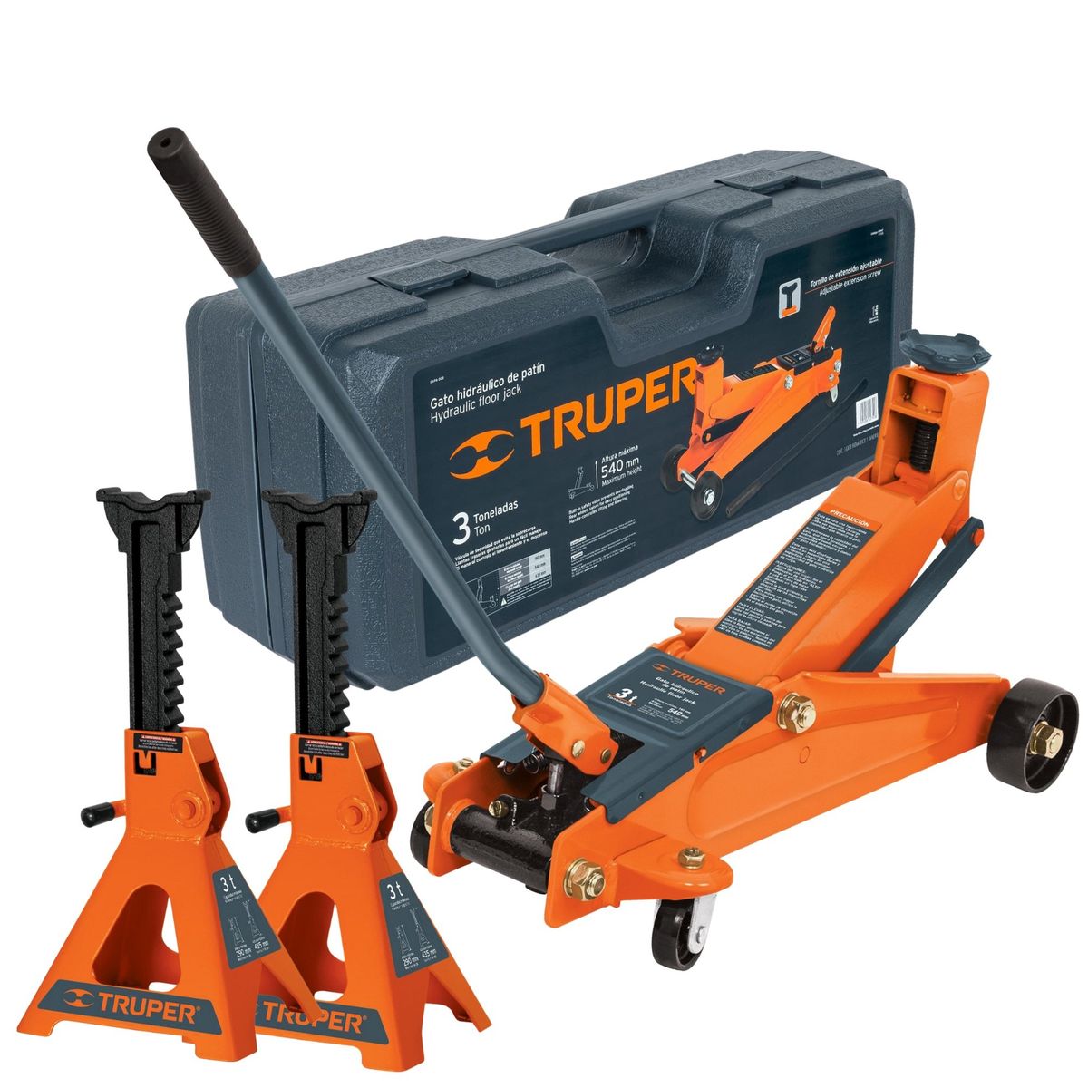 TRUPER - Kit Gata Lagarto gata caimán 3TN + 2 Caballetes 3TN, Truper