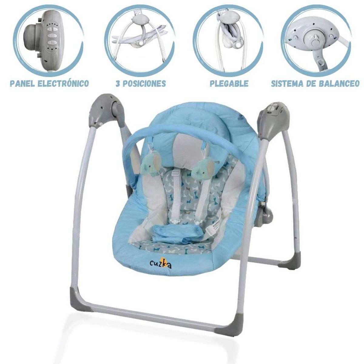 CUZKA - Columpio Mecedora para Bebés «MINI SWING» Ligth Blue