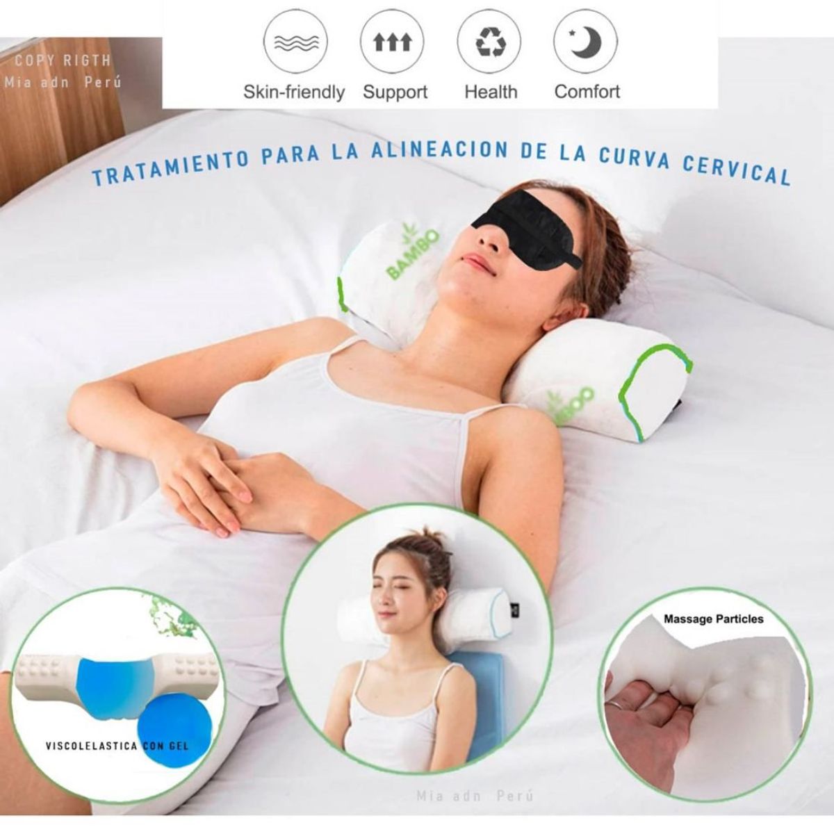 GENERICO - Almohada Viscoelástica y Gel y Antifaz para Dormir.