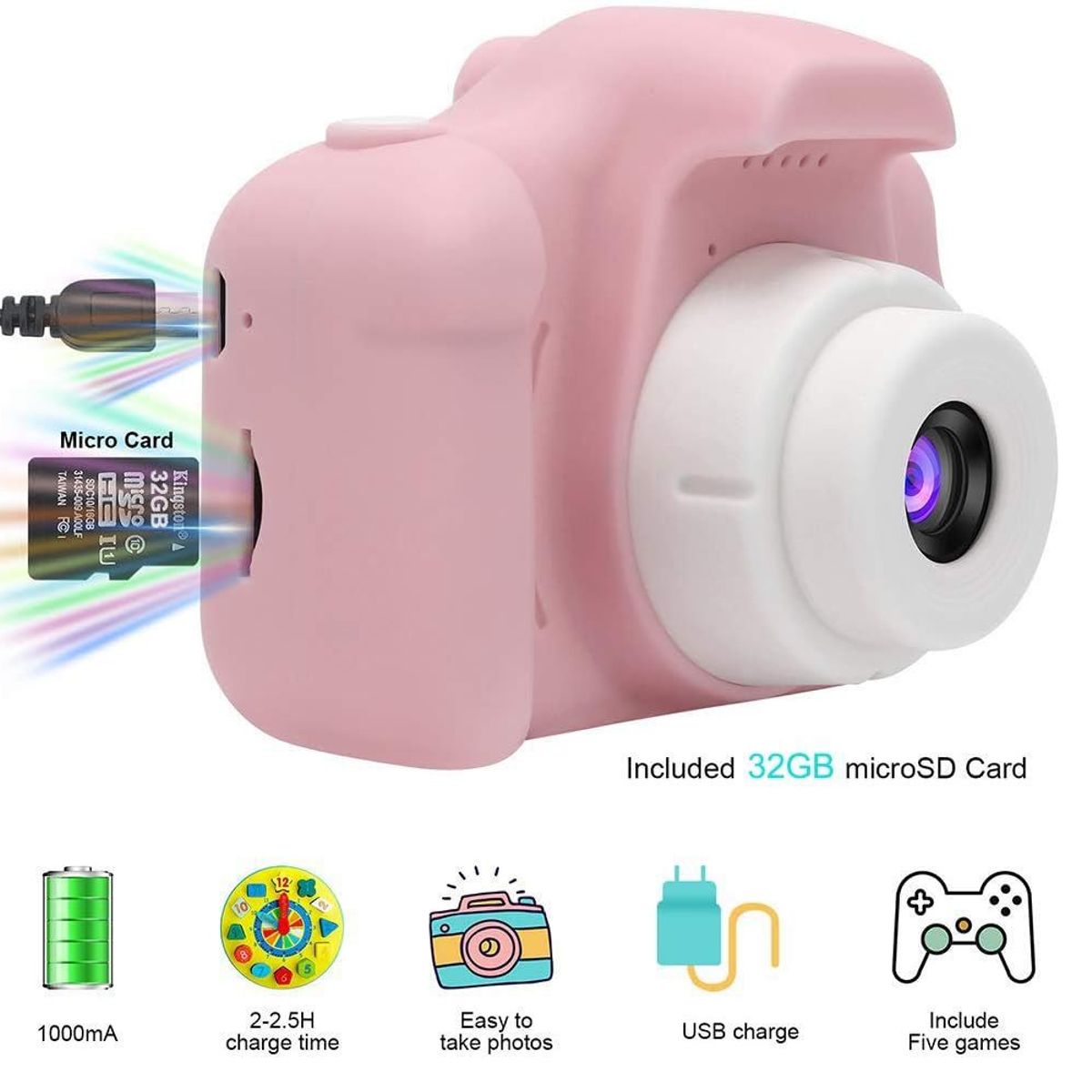 OEM - Mini Cámara Digital para Niños Color Rosado