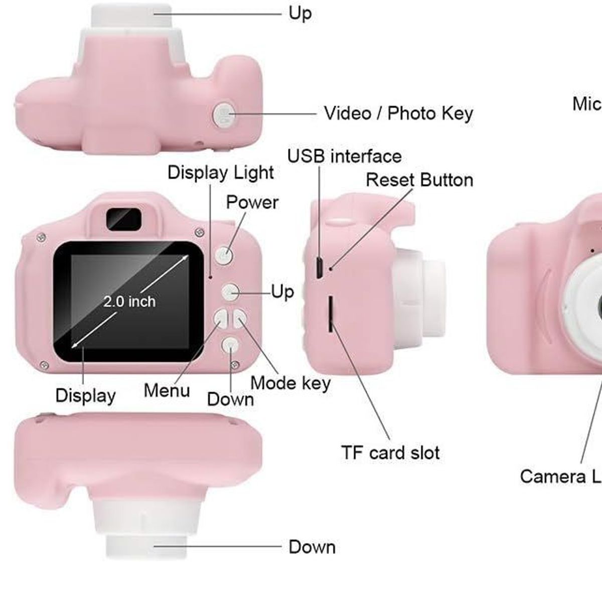 OEM - Mini Cámara Digital para Niños Color Rosado