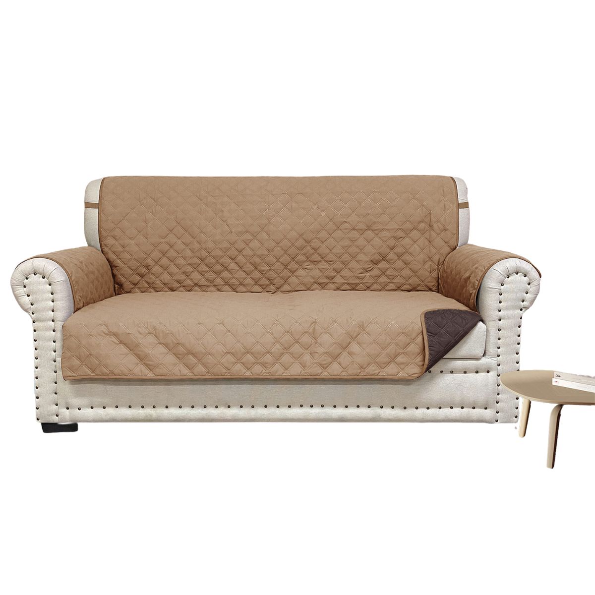 SALA FABULOSA - Protector impermeable para mueble 3-2-1 Beige reversible chocolate