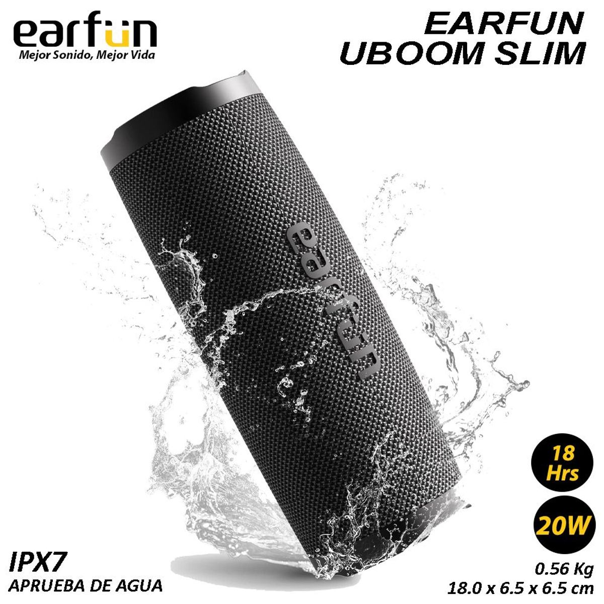 EARFUN - EarFun UBOOM SLIM Altavoz portátil 20W sonido estéreo graves ricos