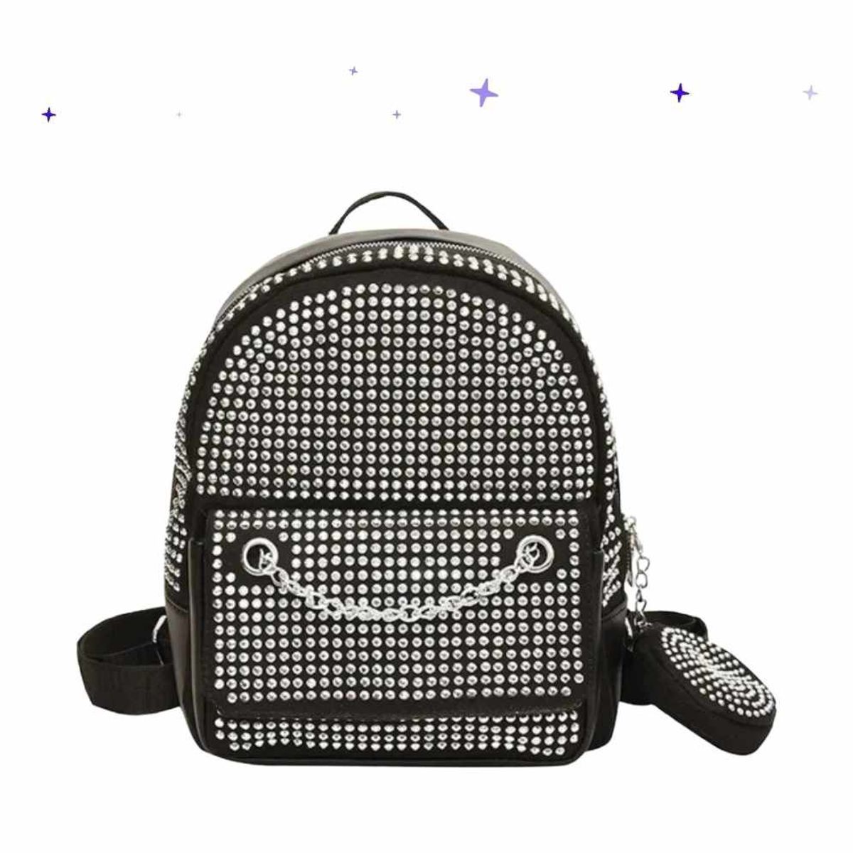 GENERICO - Mochila Dama  Monedero Diamante Kawai Coreana de Cuero Alta Calidad
