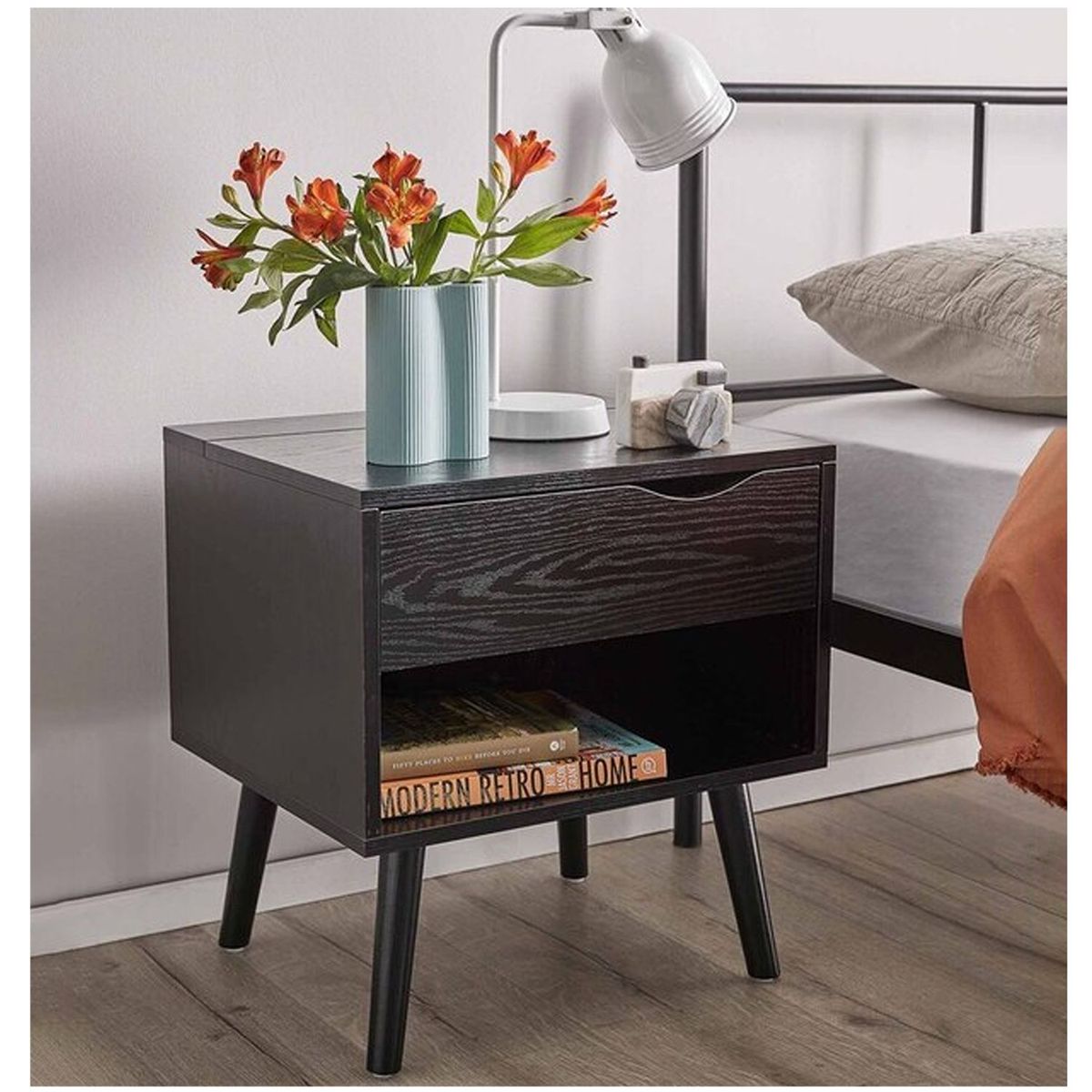 VENTITAS HOME - Velador Vintage Suiza Premium Ventitas Home Roble Negro