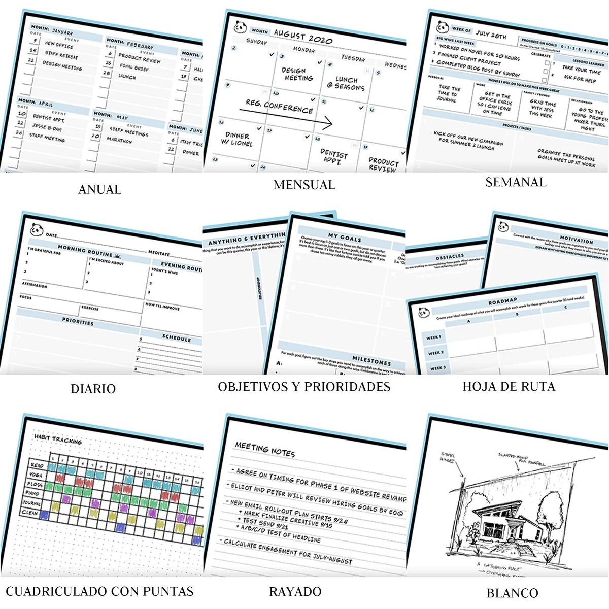 ROCKETBOOK - Planificador Rocketbook Panda Infinitamente Reutilizable