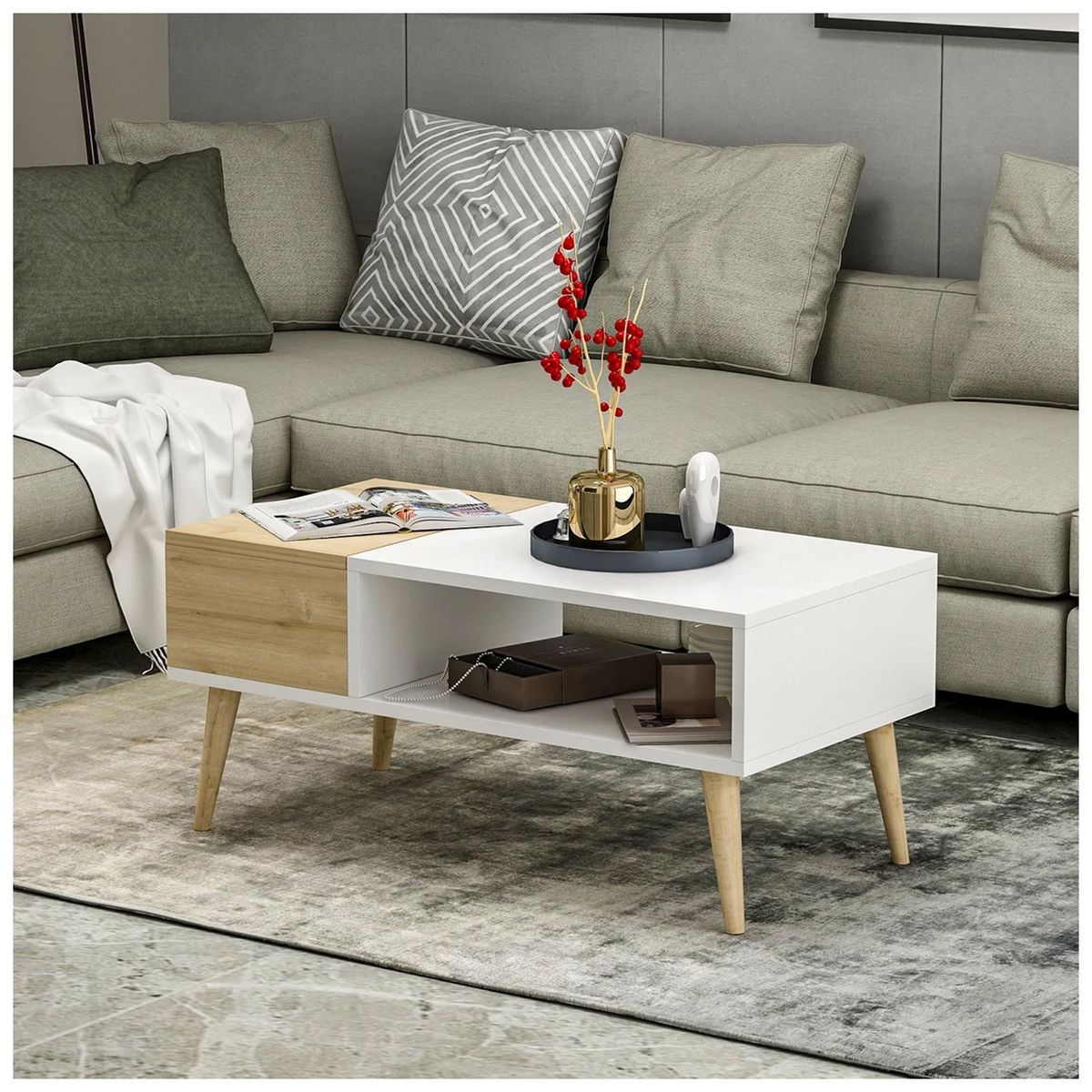 VENTITAS HOME - Mesa de Centro Vintage Olivera Ventitas Home Duna y Blanco