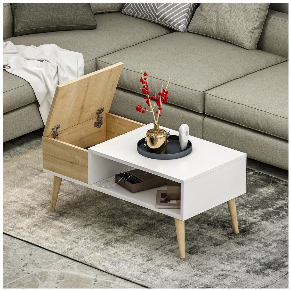 VENTITAS HOME - Mesa de Centro Vintage Olivera Ventitas Home Duna y Blanco