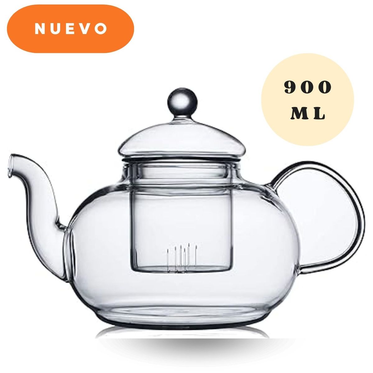 GENERICO - Tetera Transparente con Infusor Extraíble 900 ML