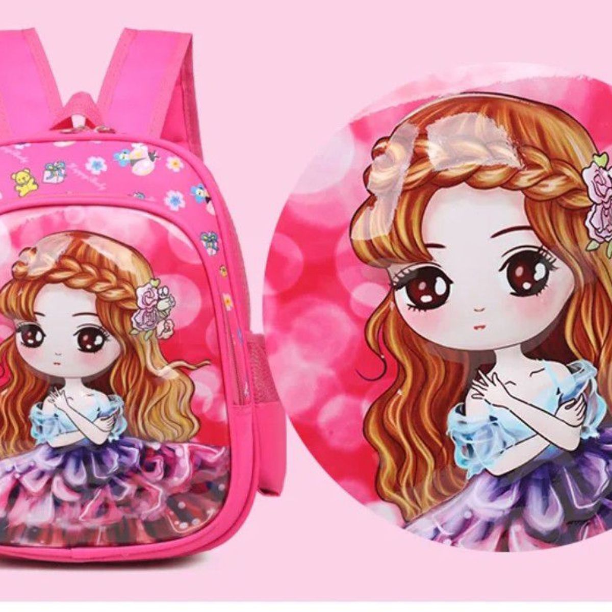 GENERICO - Mochila princesa Alto Relieve Niñas