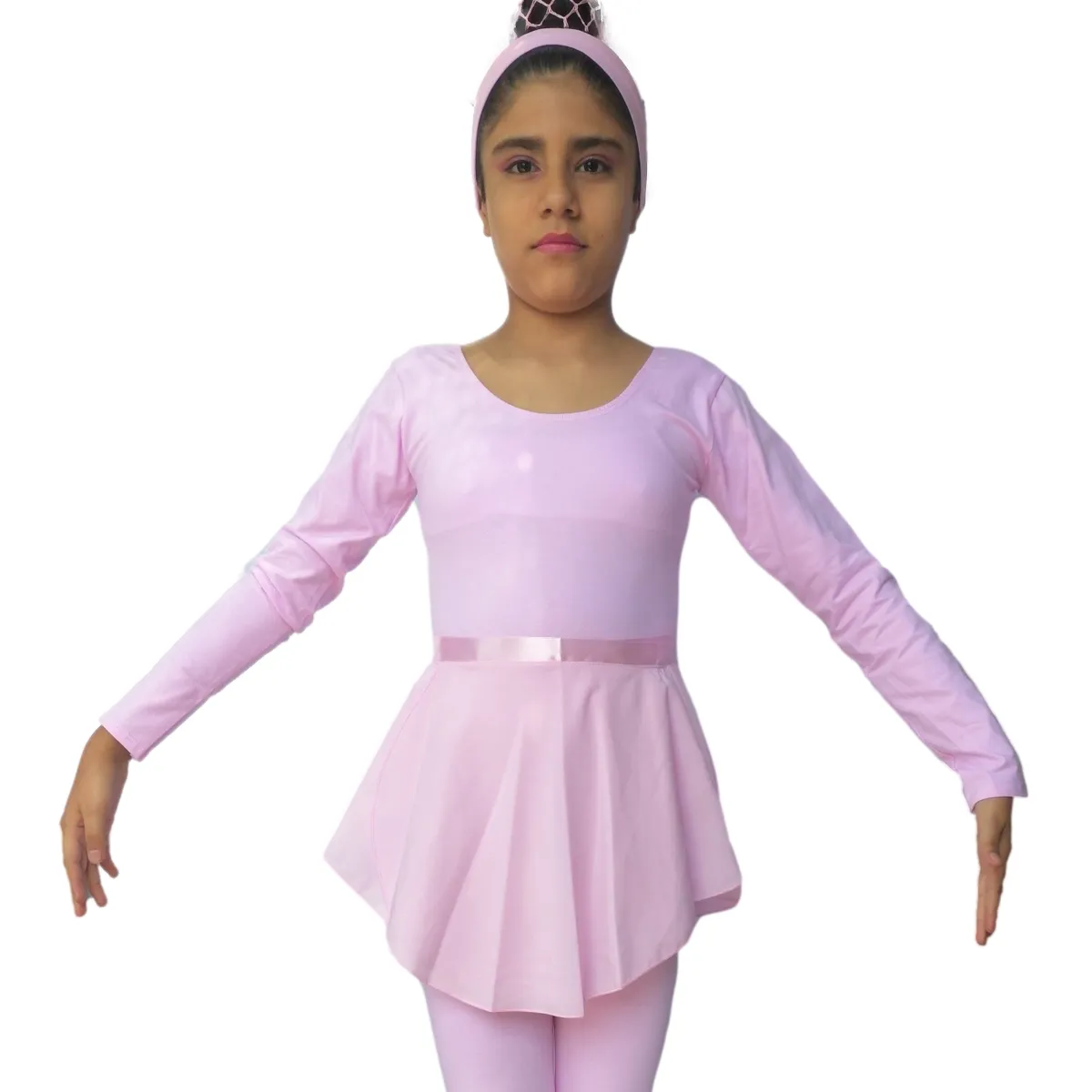 PREMIUM GIFT - Ballet Traje Conjunto Manga Larga Falda Envolvente - Rosa