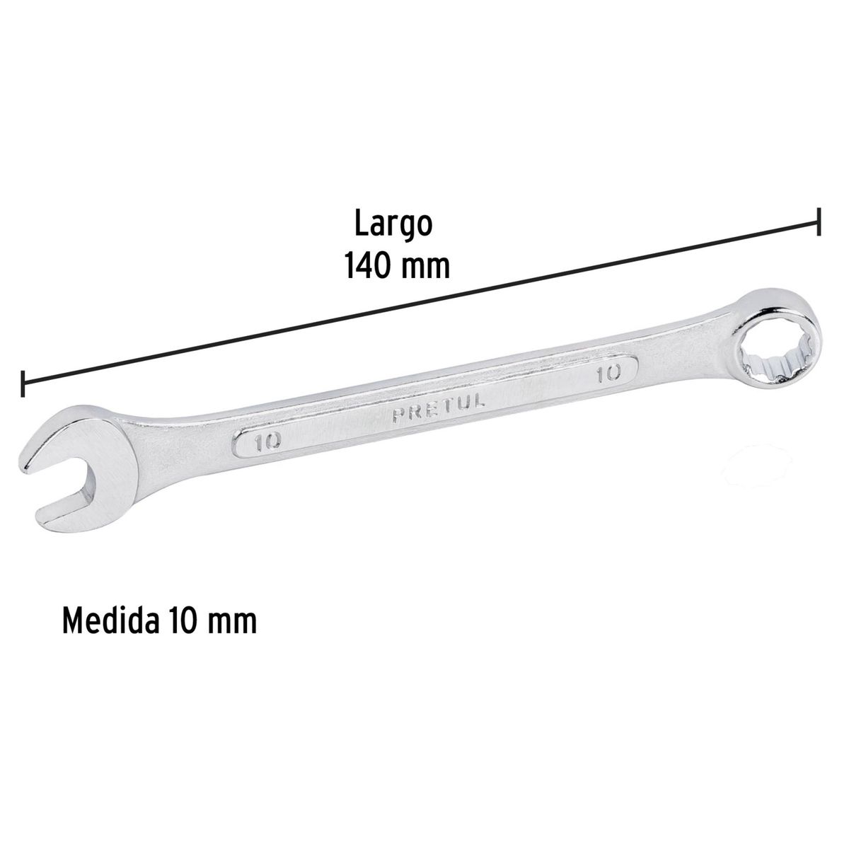 PRETUL - Llave mixta combinada 10 mm x 140 mm de largo, Pretul