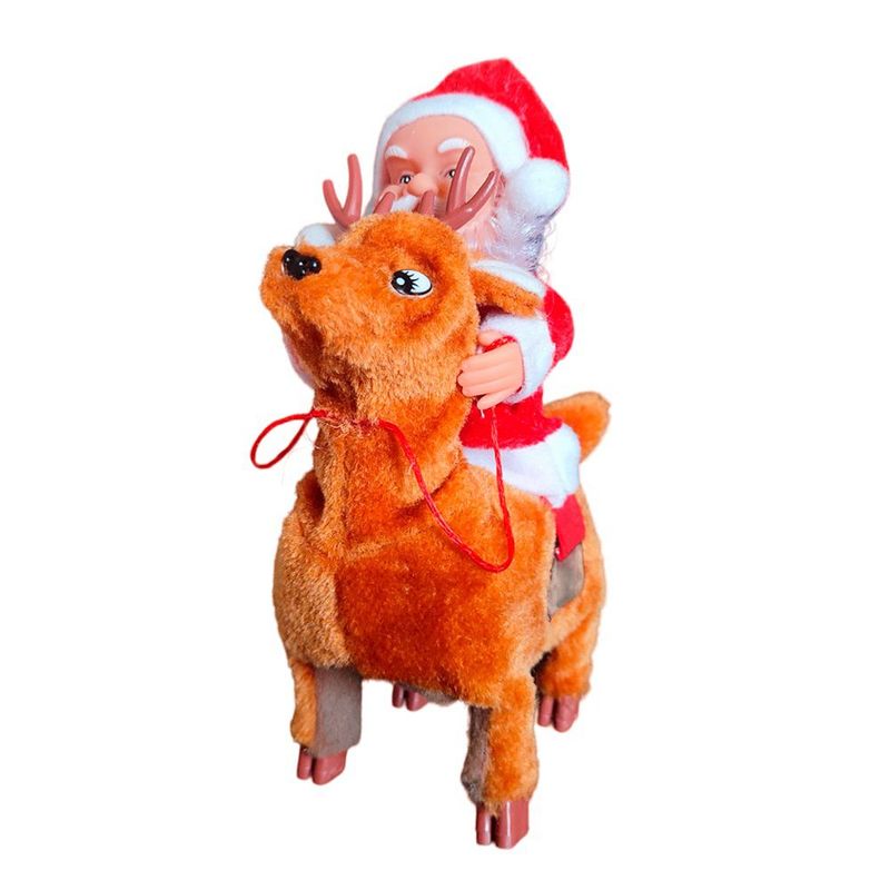 GENERICO - Adorno Navideño Papa Noel y Su Reno Con Movimientos y Melodía