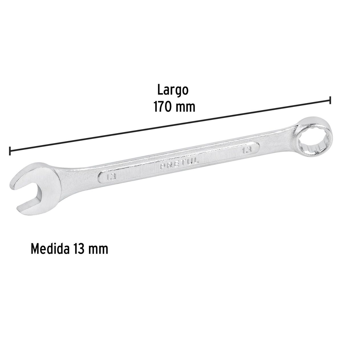 PRETUL - Llave mixta combinada 13 mm x 170 mm de largo, Pretul