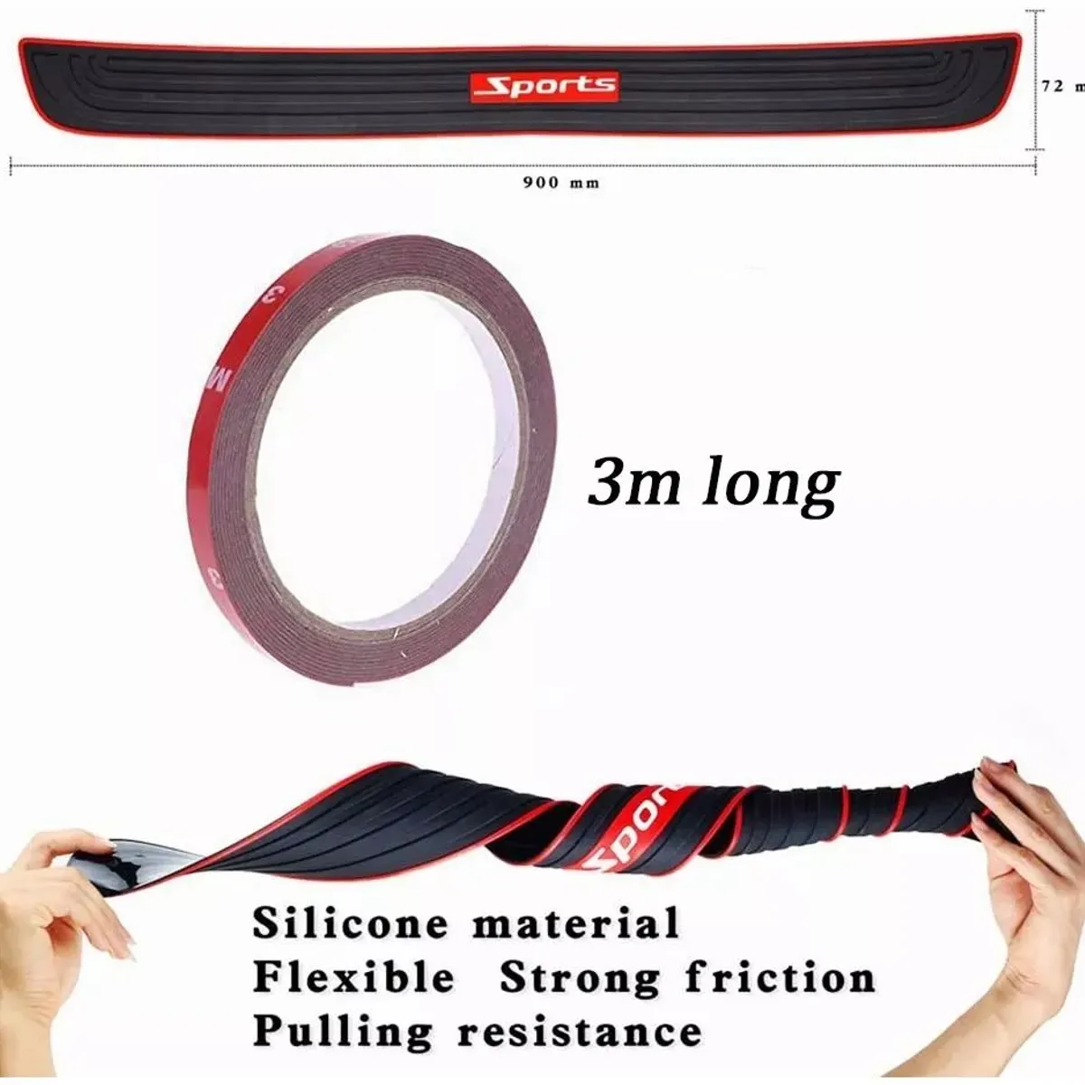 GENERICO - Moldura Protector Sticker Auto Maletero Cajuela Defensa