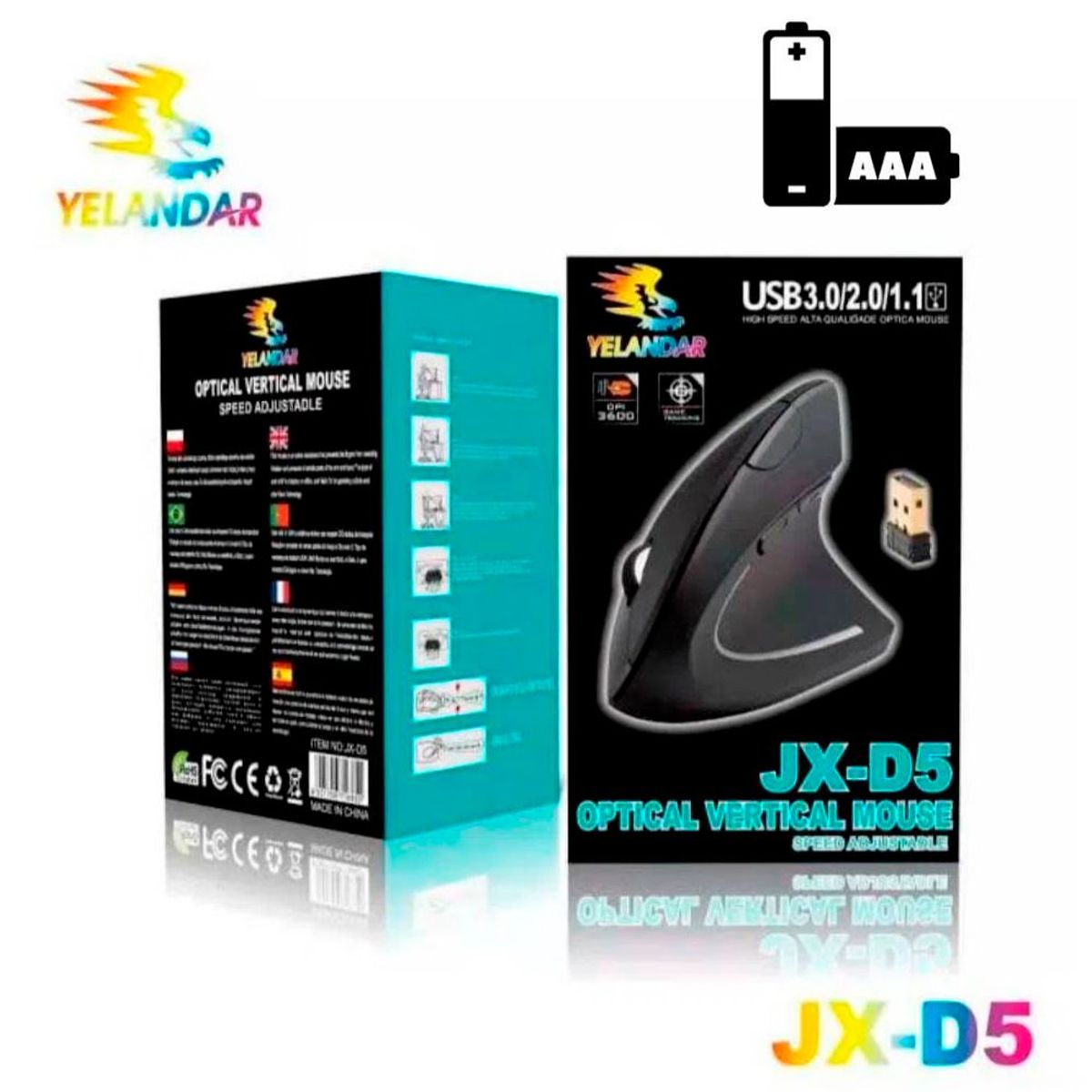 GENERICO - Mouse Vertical Ergonómico Profesional Inalámbrico De Pilas Y DPI 3600