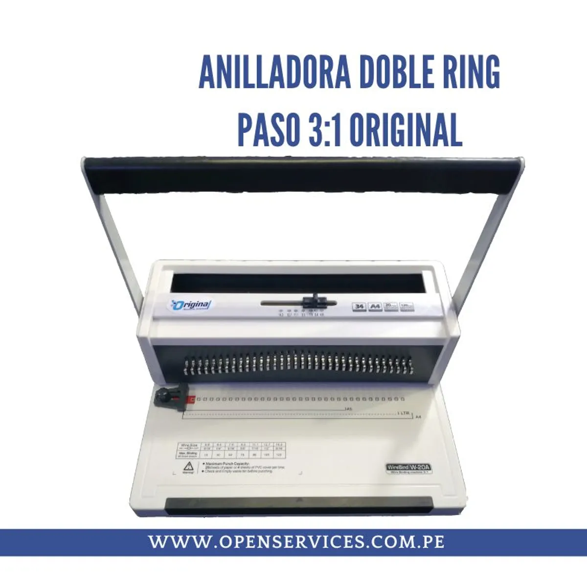 GENERICO - Anilladora 20 Hojas Paso 3:1