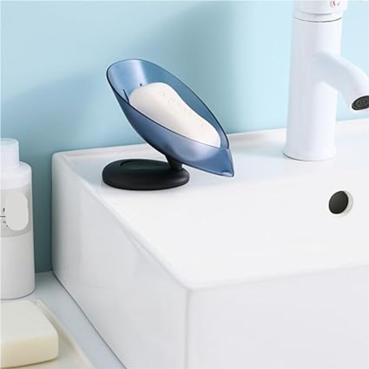 ELMEJORPRECIO - Pack De 2 Jabonera Giratoria Con Escurridor Azul