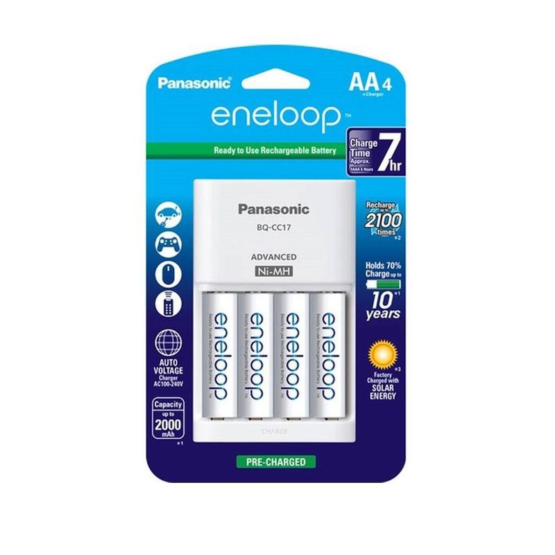 PANASONIC - CARGADOR PANASONIC BQ-CC17 ENELOOP + 4 PILAS AA 2100mAh