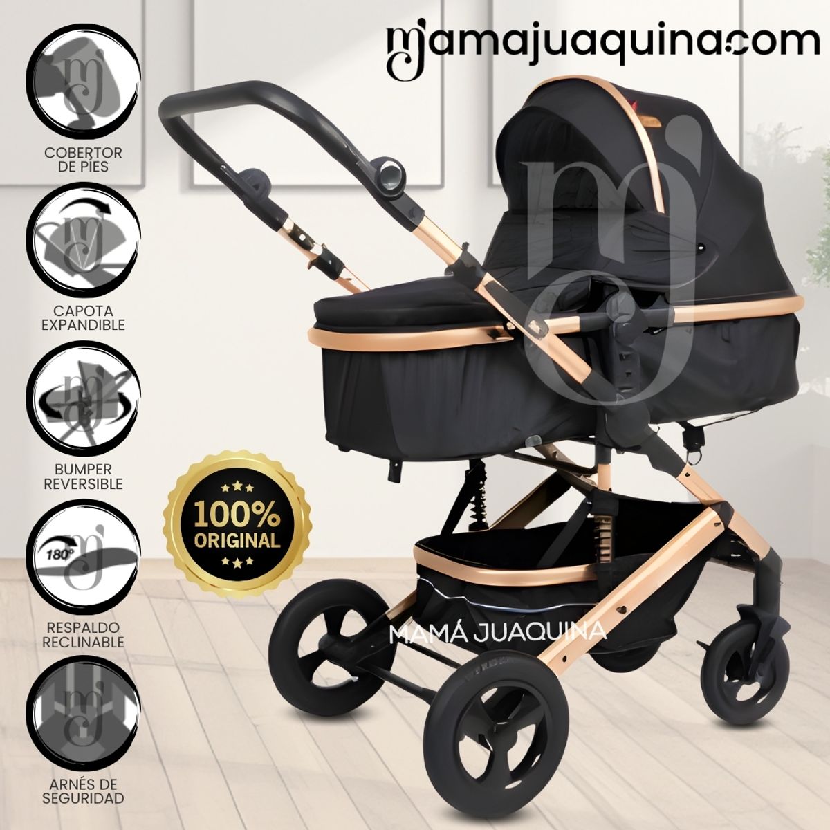 BABY - Coche Travel System Moisés «ROMA II» Edición Limitada Black
