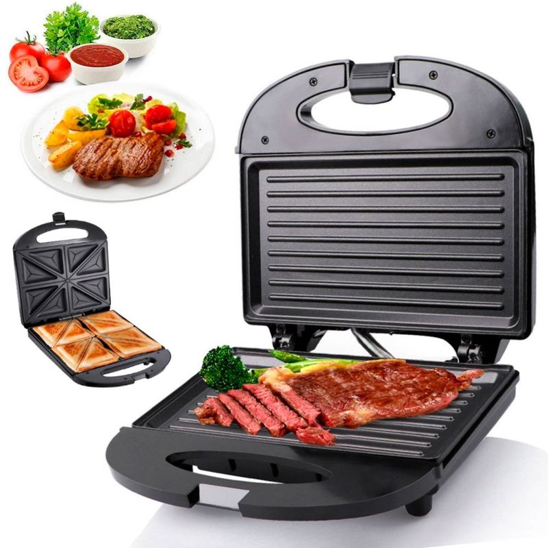 SEISA - Maquina Wafflera Sandwichera Donuts Grill 6 en 1 antiadherente de 850W