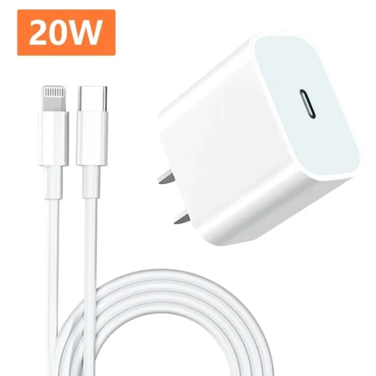 GENERICO - Cargador iPhone 20W Tipo USB-C Compatible con iPhone 14 Pro Max y Modelos Anteriores – Genérico