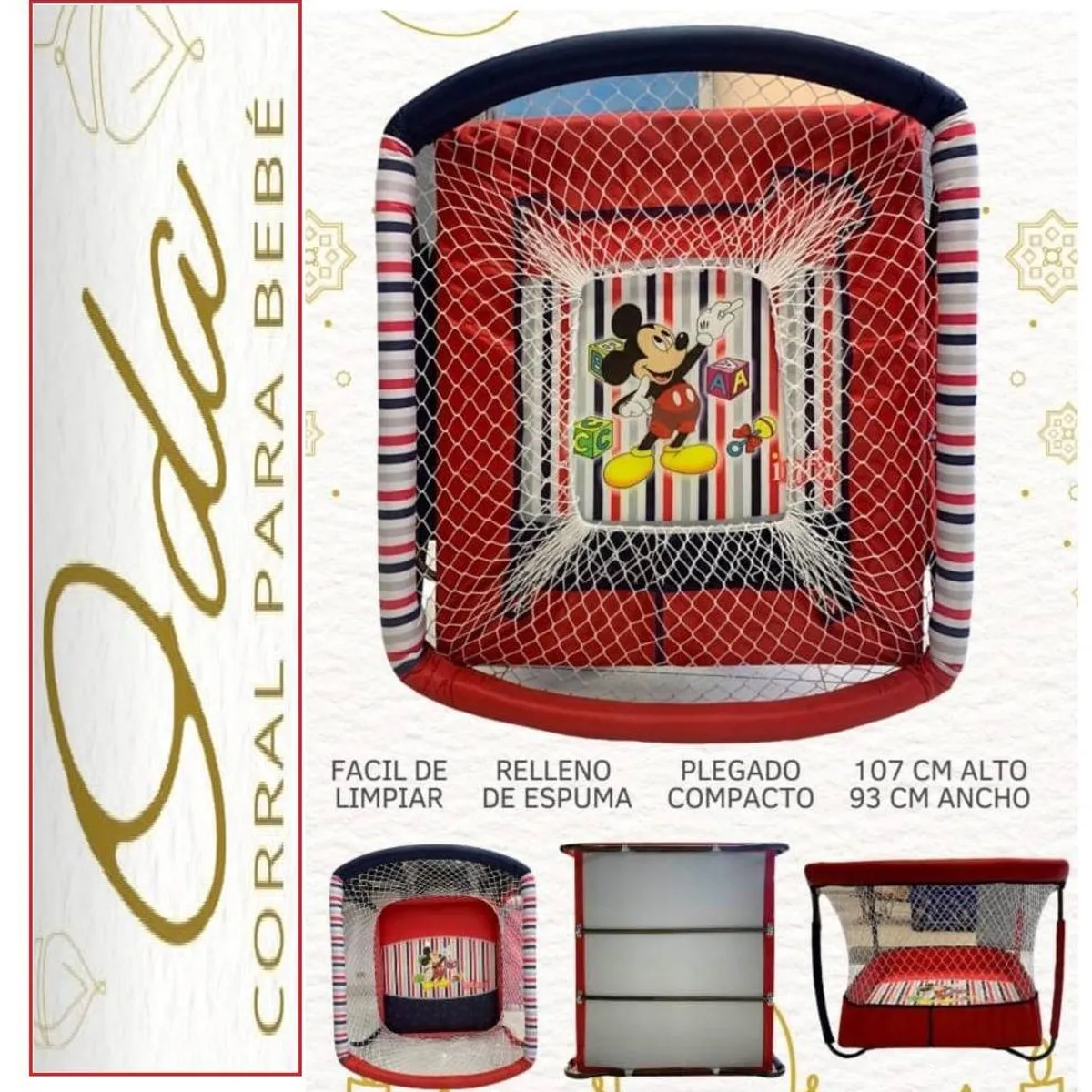 GENERICO - Corral Plastificada Plegado 107 x 93cm Oda Rojo