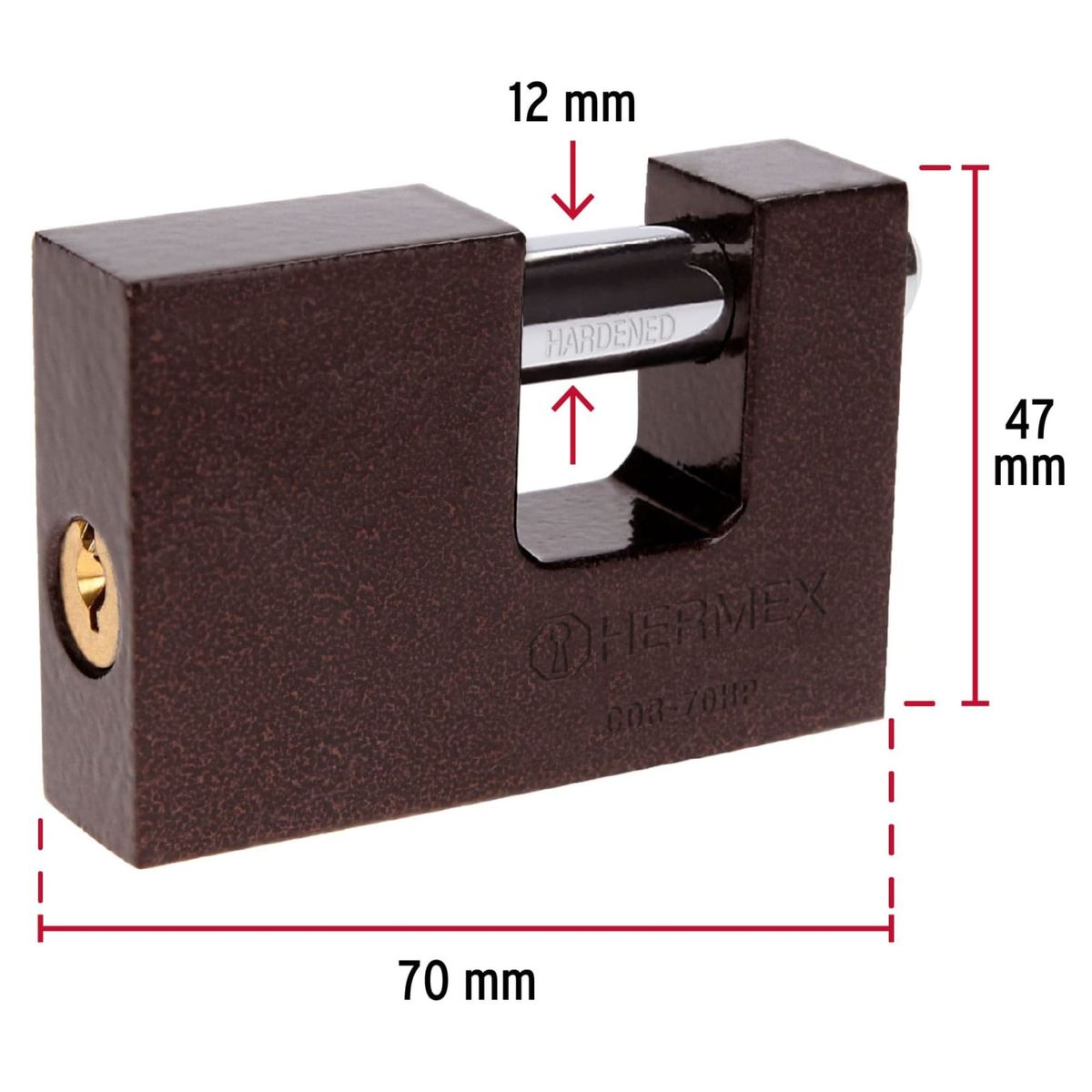 HERMEX - Candado antipalanca 70 mm cuerpo de hierro, Hermex