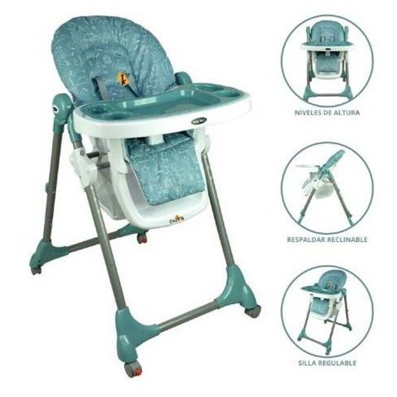 EBABY - Silla con carpeta 3 en 1 comer/estudiar/jugar Snack Verde