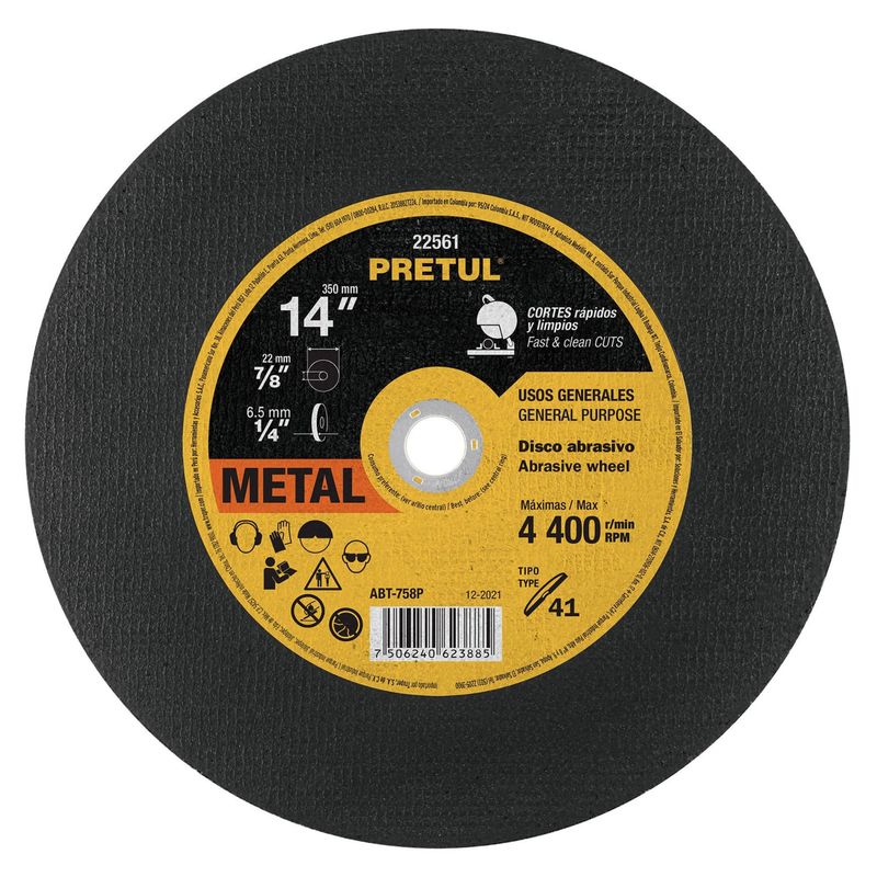 PRETUL - Disco de corte metálico 14"P x 2.8 mm