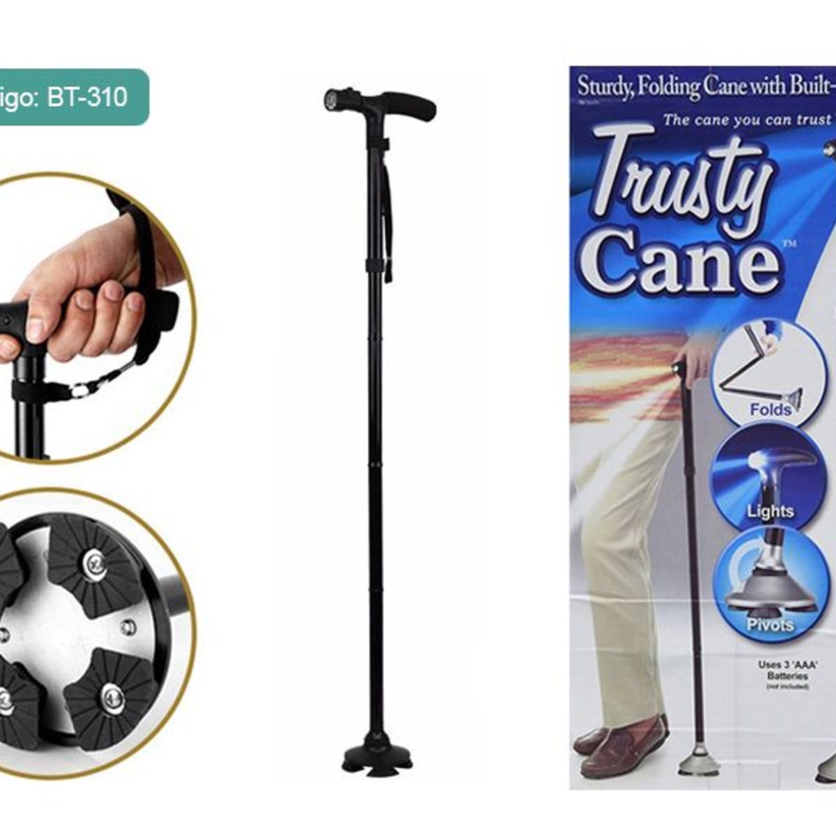 GENERICO - BASTÓN PLEGABLE CON LINTERNA