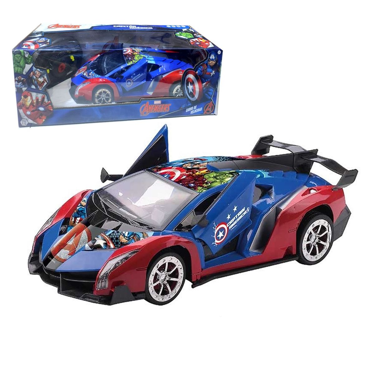 MARVEL - Juguete Carro de Velocidad con Control Remoto Avengers