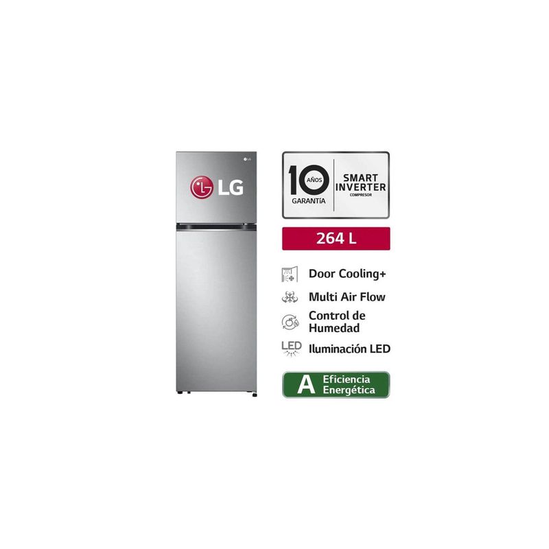 LG - Refrigeradora LG No Frost GT26BPP Top Freezer 264L Plateada