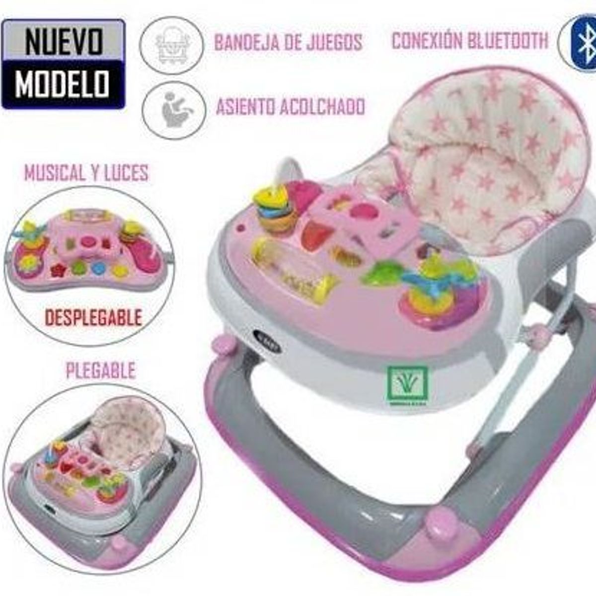 GENERICO - Andador musical plegable PIANO Rosado