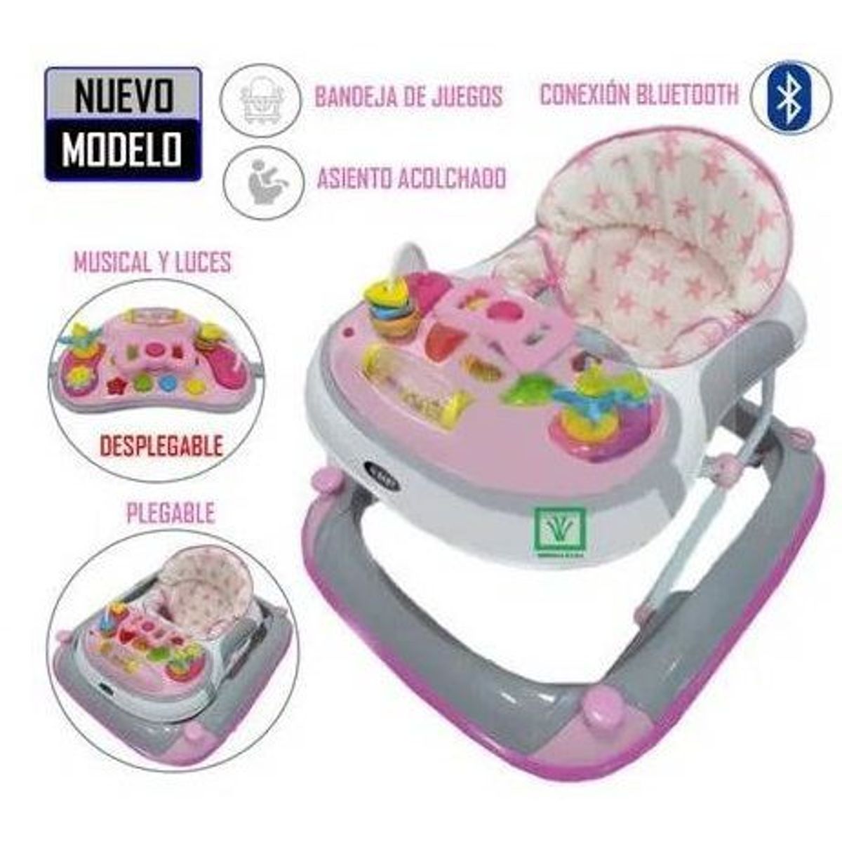 GENERICO - Andador musical plegable PIANO Rosado