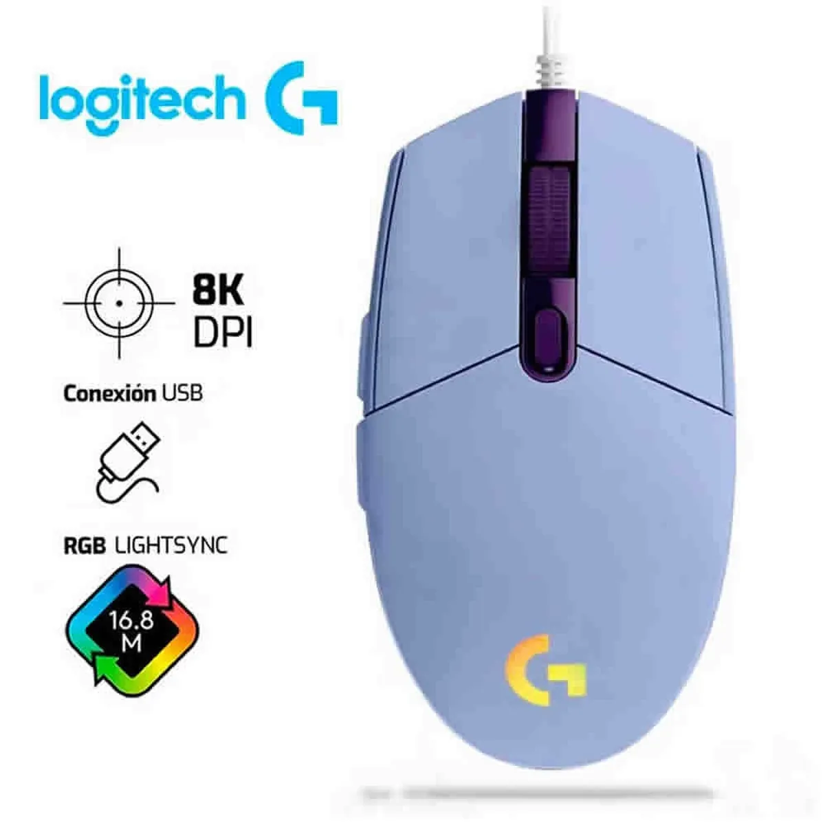 LOGITECH - MOUSE LOGITECH G203 LIGHTSYNC RGB LILA