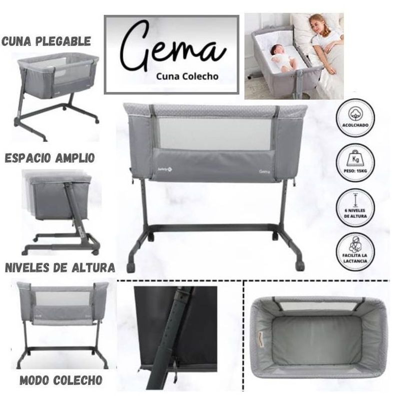 GENERICO - Cuna Colecho SAFETY GEMA con Rueda Gris