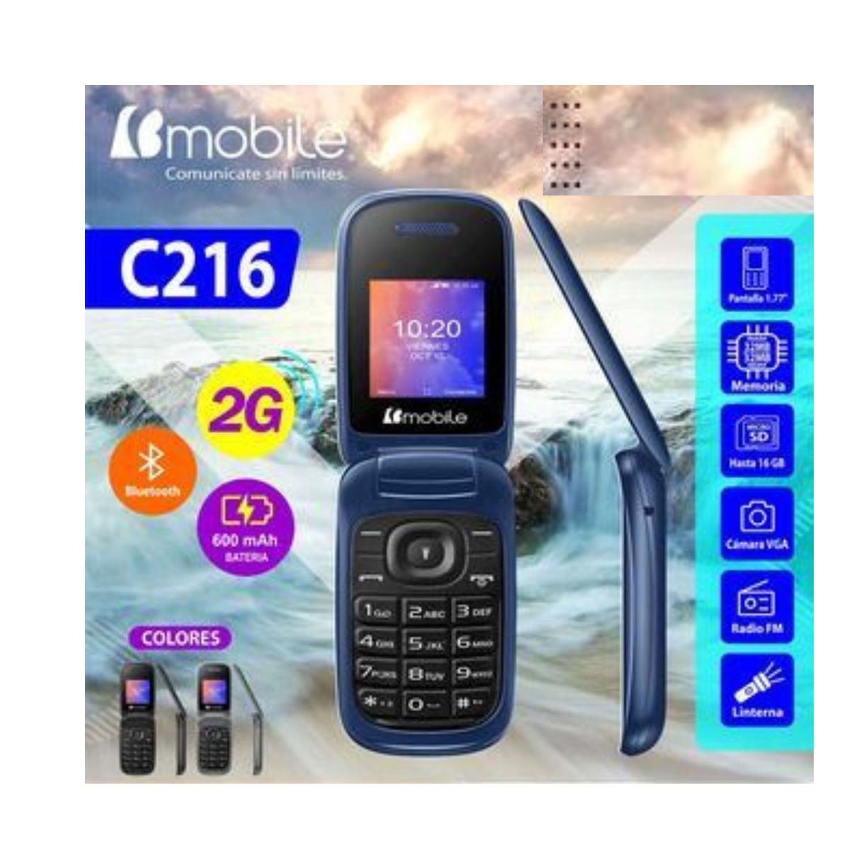 BMOBILE - Teléfono Movil Bmobile C216 2G Dual SIM Radio FM - Color Azul