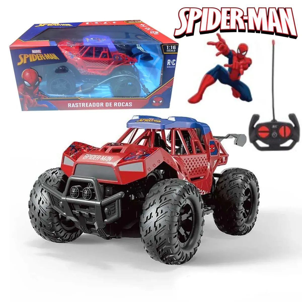 MARVEL - Juguete Carro Rastreador de Rocas SPIDER-MAN con Control