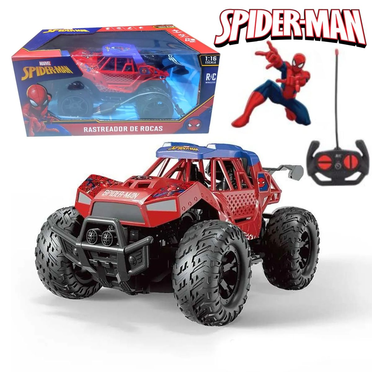 MARVEL - Juguete Carro Rastreador de Rocas SPIDER-MAN con Control