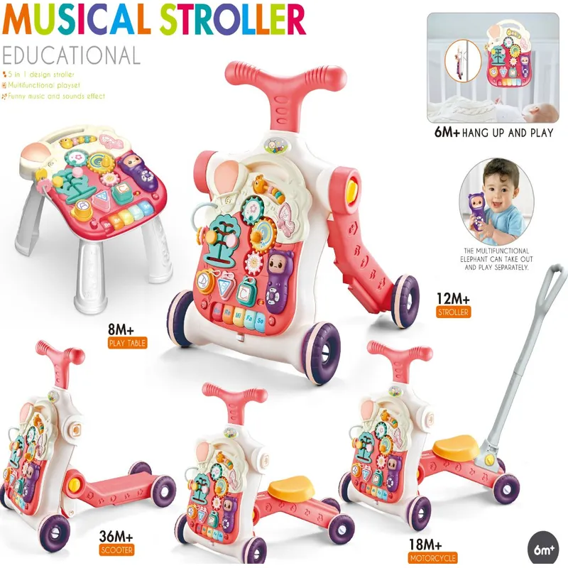 GENERICO - CAMINADOR  MUSICAL MULTIFUNCIONAL ROSA 5 EN 1