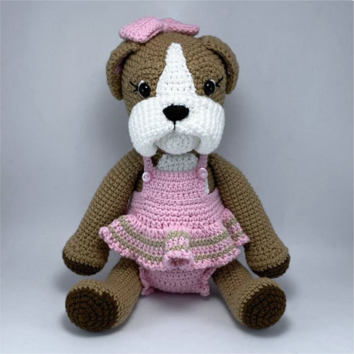 GENERICO - Perro bulldog ingles amigurumi 26cm peluche adorno
