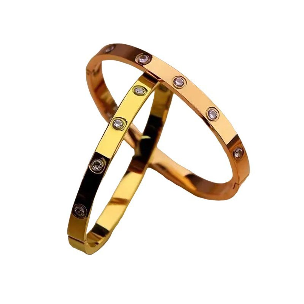 GENERICO - Brazalete Dorado Cristales Mujer Pulsera Aniversario Novios Genieka