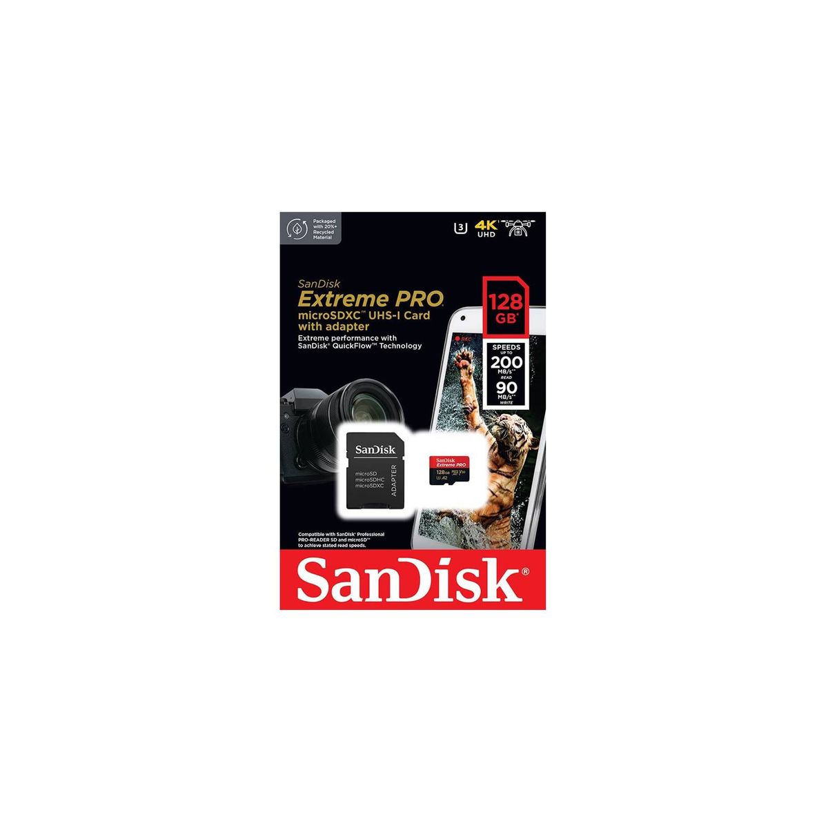 SANDISK - Memoria MICRO SD SANDISK EXTREME PRO 128GB de 200mbs  ORIGINAL