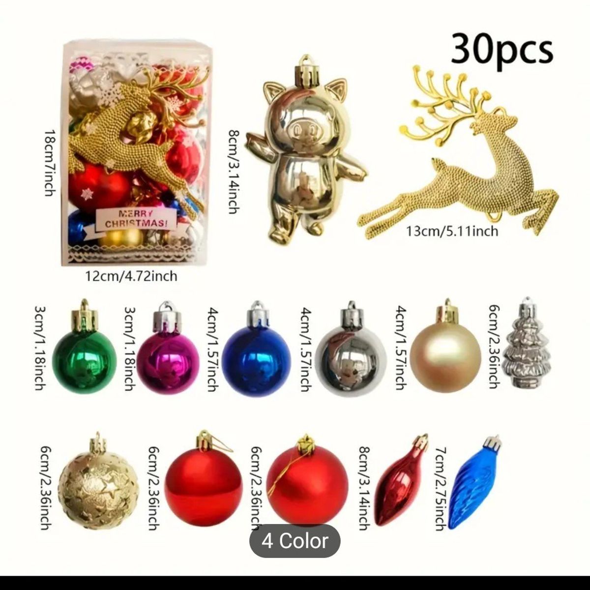 GENERICO - Adornos navideños 30 Piezas MIXTO