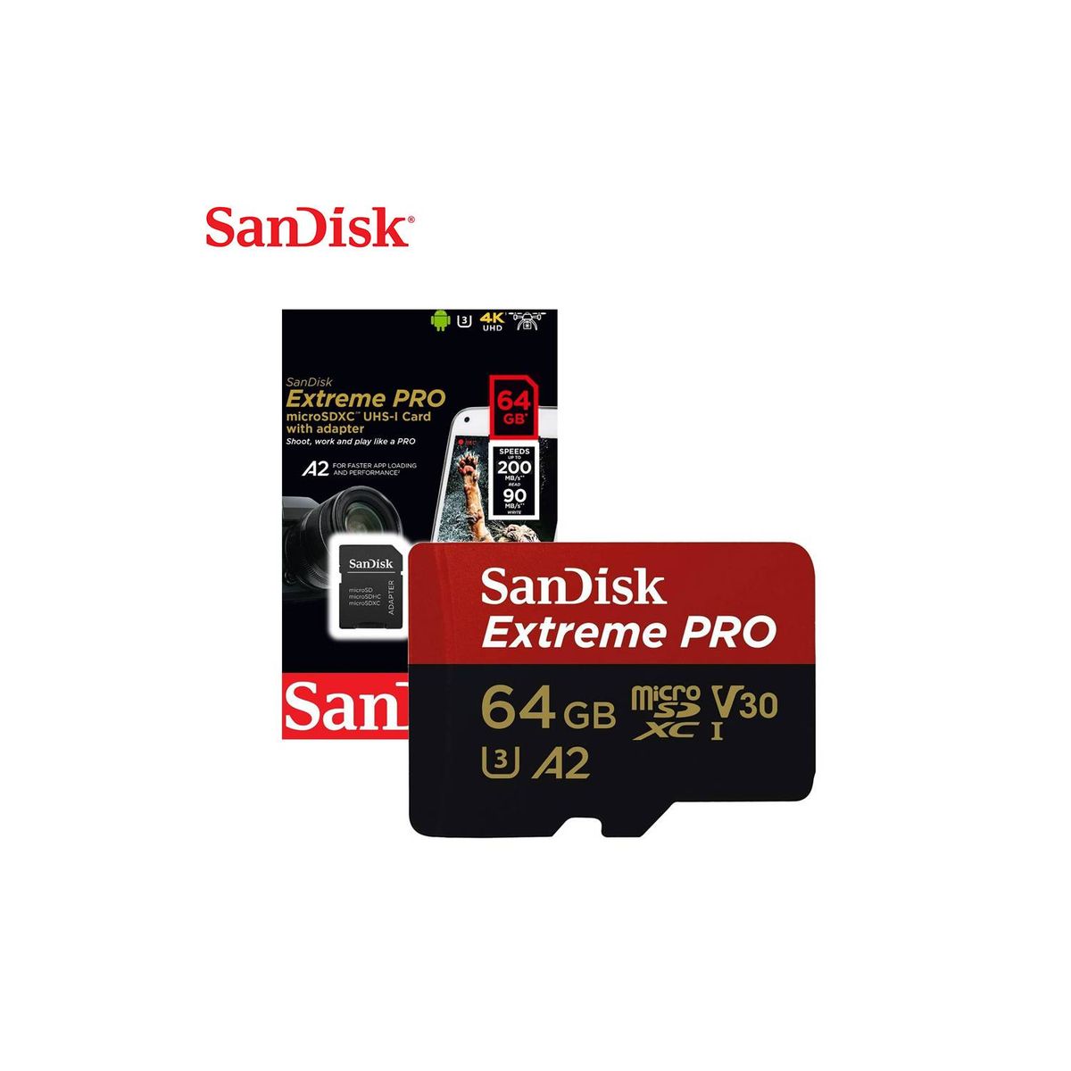 SANDISK - Memoria Micro SD SANDISK EXTREME PRO 64GB de 200mbs Original