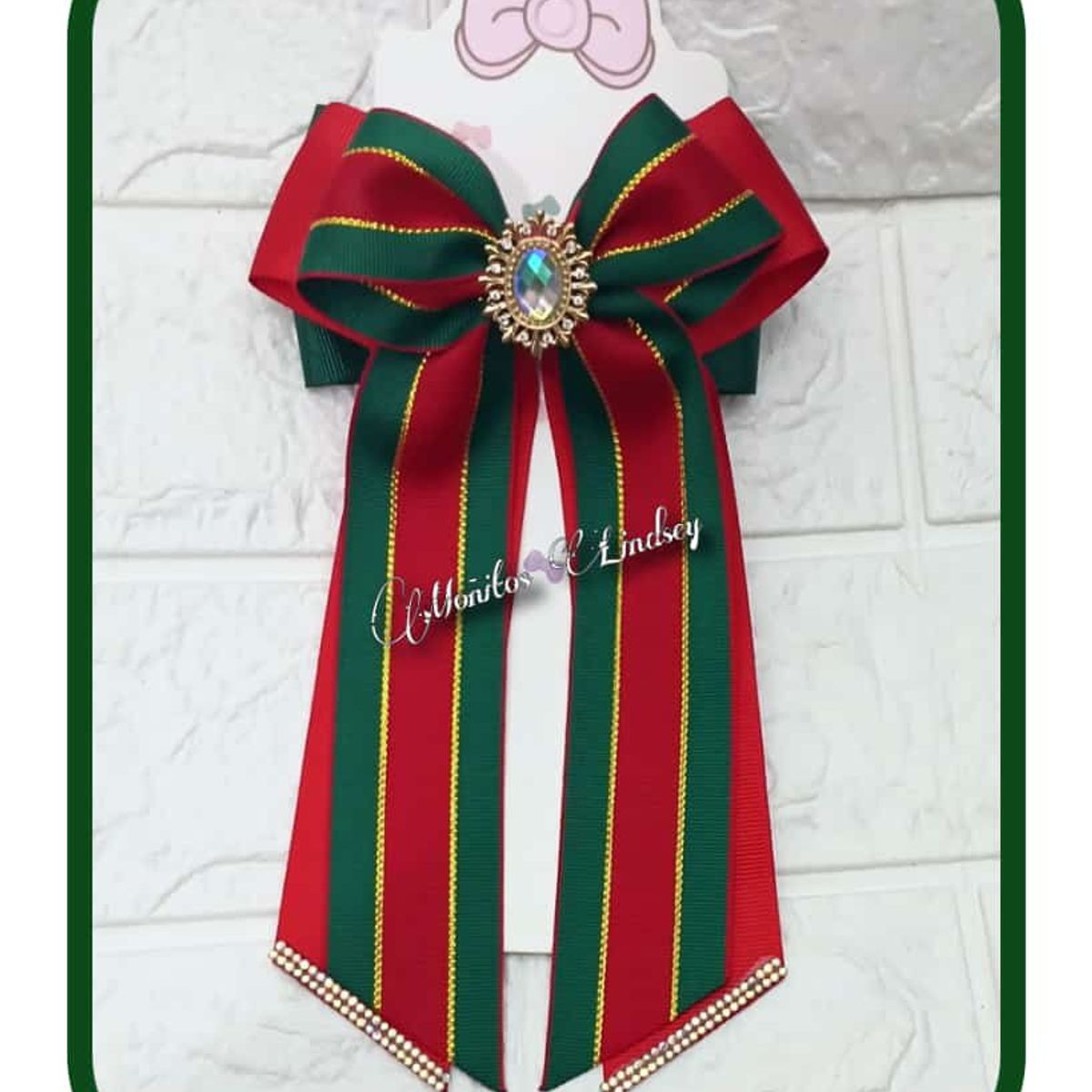 GENERICO - Lazo Coletero Rojo Verde - Moñitos Lindsey