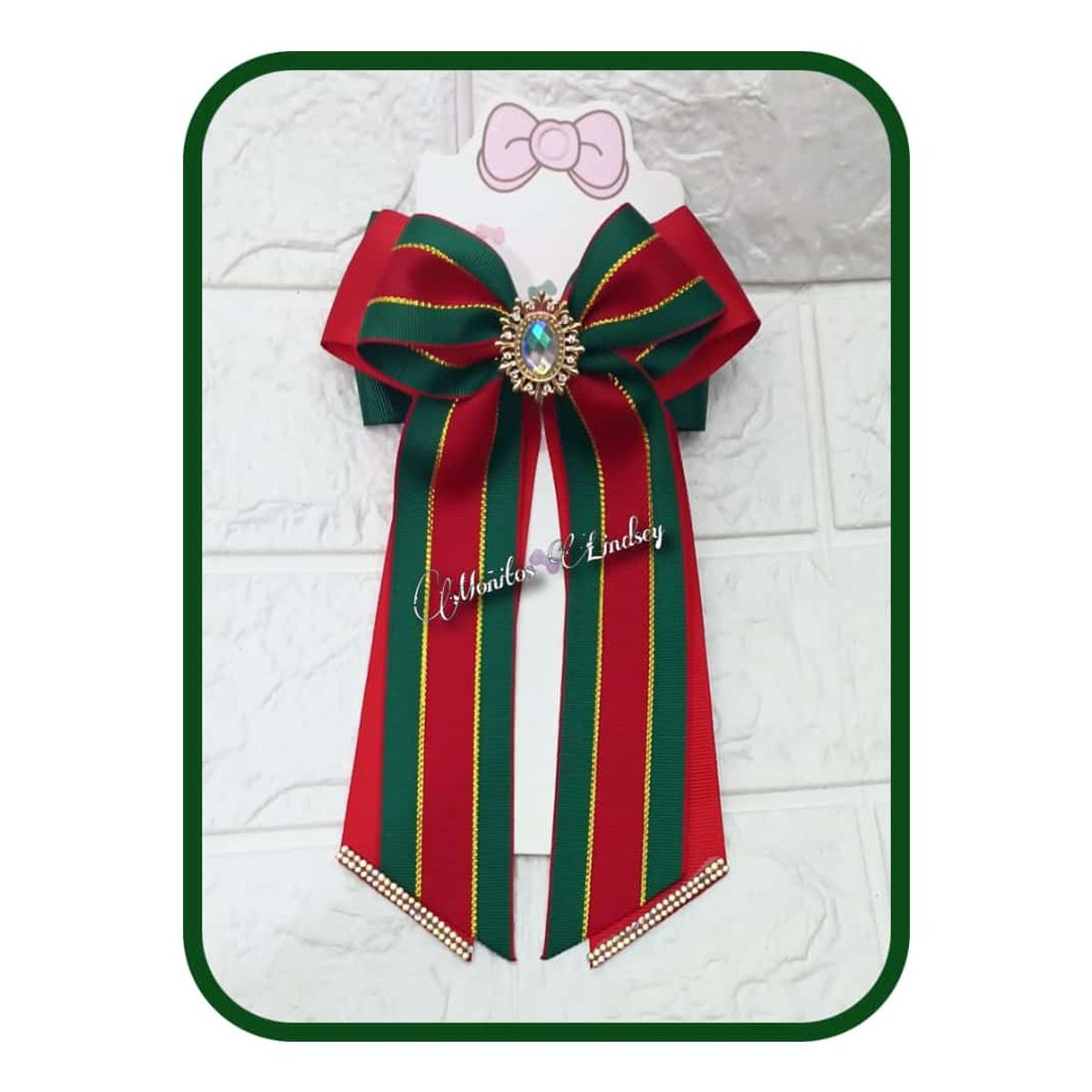 GENERICO - Lazo Coletero Rojo Verde - Moñitos Lindsey